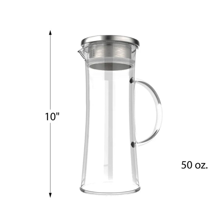 50oz hitzebeständige Glaskanne mit Edelstahlfilter und auslaufsicherem Deckel | Karnz