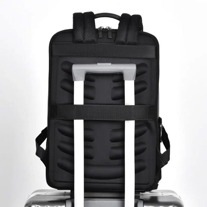 Eleganter Lederrucksack für Damen und Herren mit USB-Anschluss für Laptop und den täglichen Gebrauch, 15,6 Zoll, schwarz