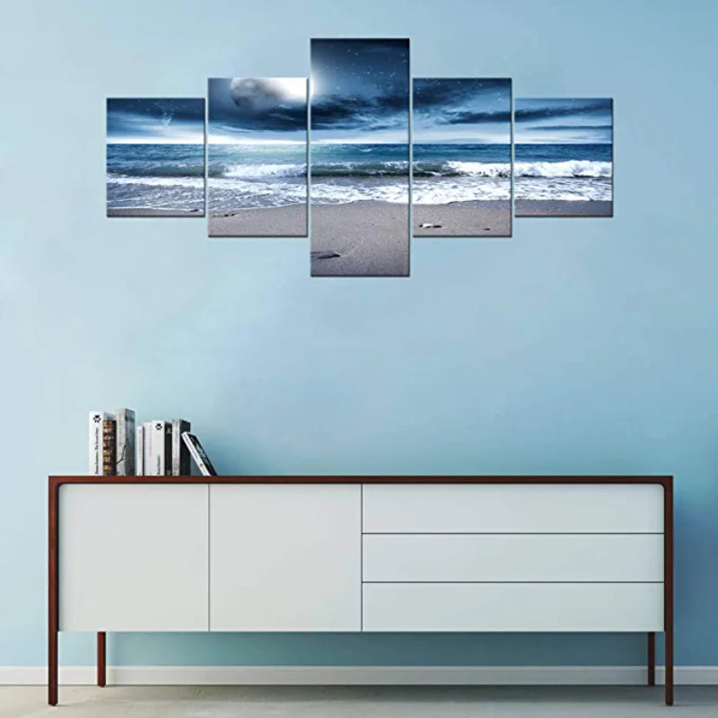 5 Stücke Ozean Vollmond Kunstwerk Leinwandmalerei