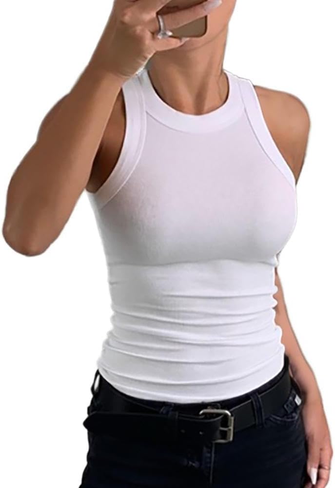 Karnz | Damen Rippen-Rückenfreies Tanktop
