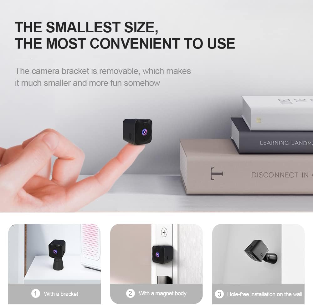 Mini-Überwachungskamera 4K, WLAN, versteckte Innenkamera mit Nachtsicht