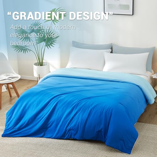 Kühlende Bettdecke absorbiert Körperwärme, um kühl zu bleiben, doppelseitige Kühldecke für heiße Schläfer Cool Fabric Q-Max>0.5, leichte Sommer-Bettdecke kalte Decke, gradient dunkelblau | Karnz