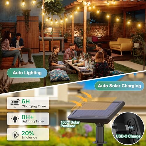 15,8 m lange Solar-Lichterkette für den Außenbereich mit Fernbedienung, warmweiß