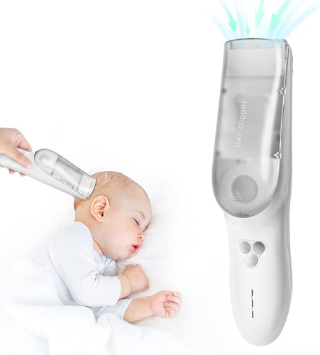 Baby-Haarschneider mit Vakuumsystem – Wasserdichter wiederaufladbarer Haarschneider mit Aufbewahrungsbox | Karnz