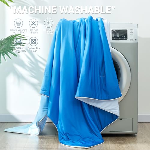 Kühlende Bettdecke absorbiert Körperwärme, um kühl zu bleiben, doppelseitige Kühldecke für heiße Schläfer Cool Fabric Q-Max>0.5, leichte Sommer-Bettdecke kalte Decke, gradient dunkelblau | Karnz