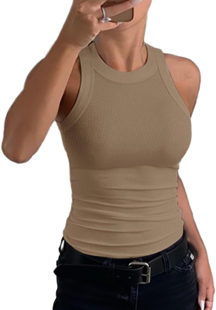 Karnz | Damen Rippen-Rückenfreies Tanktop