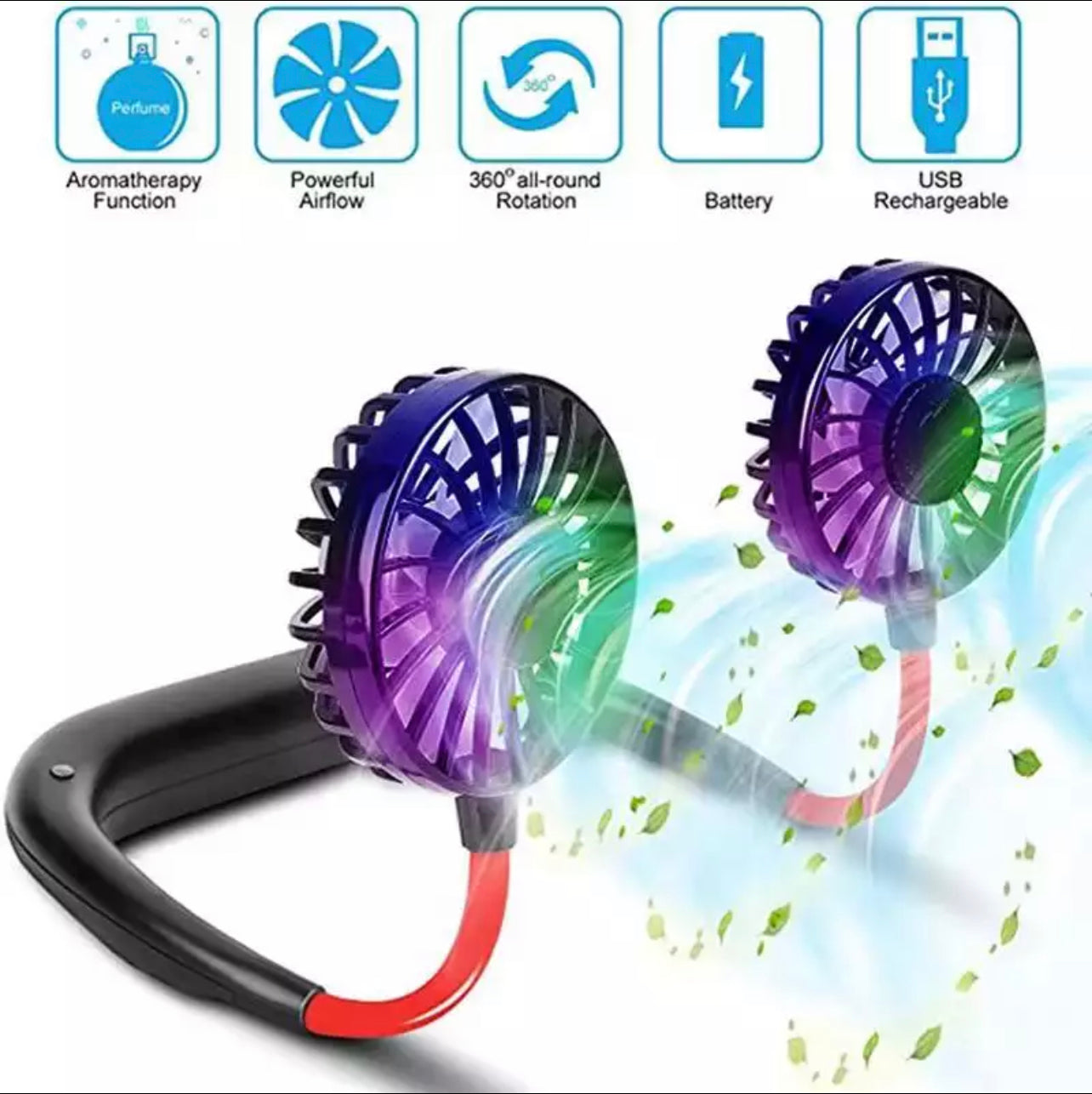USB Tragbarer Ventilator Kalter Ventilator Hände Freier Halsventilator Hängend Wiederaufladbarer Mini Sport Ventilator | Karnz