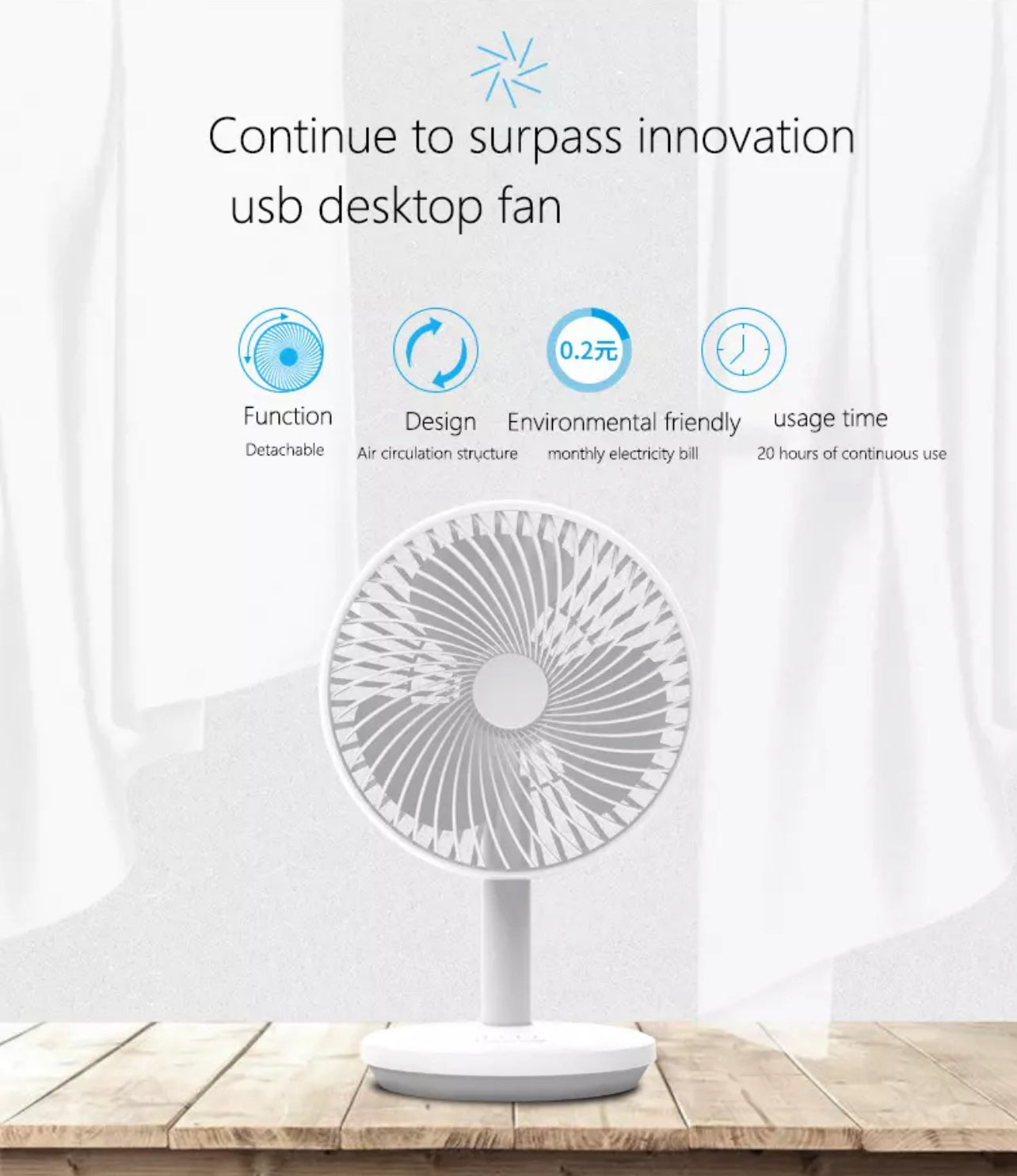 Wiederaufladbarer Mini USB Schreibtischventilator | Karnz