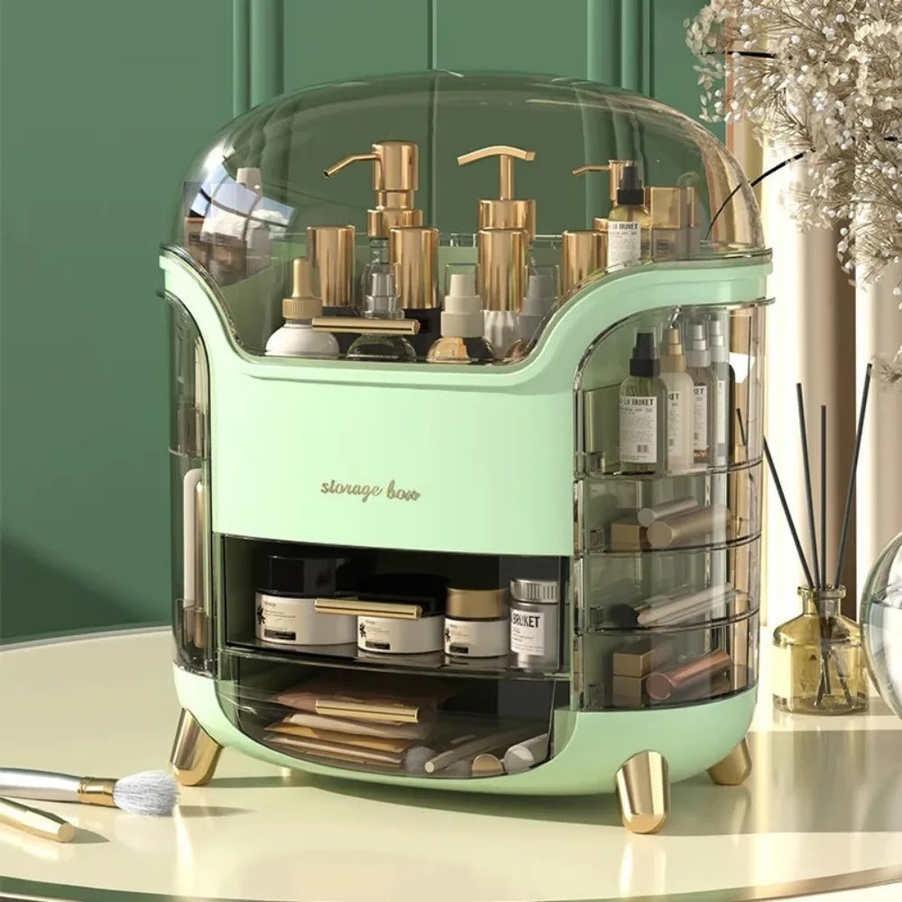 Luxuriöser transparenter Makeup-Organizer mit rotierenden Türen und Schubladen | Karnz