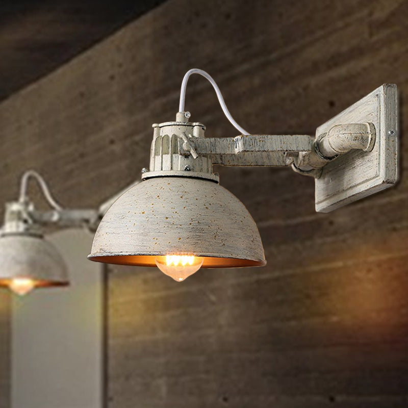 Dome Metall Wandmontage Wandleuchte Antiquitäten 1 Kopf Wohnzimmer Verstellbare Wandlicht Leuchte in Weiß mit Griff | Karnz