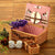 Damen Picknickkorb mit integriertem Geschirr-Set und stilvollem Blumenfutter Karnz