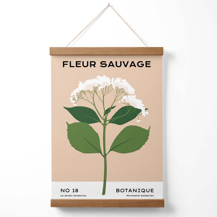 Minimalistisches Poster für einen Blumenmarkt in Beige und Grün mit Wildblumen, inklusive Aufhänger