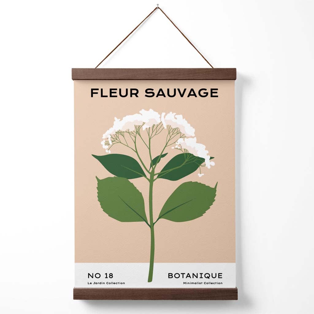 Minimalistisches Poster für einen Blumenmarkt in Beige und Grün mit Wildblumen, inklusive Aufhänger