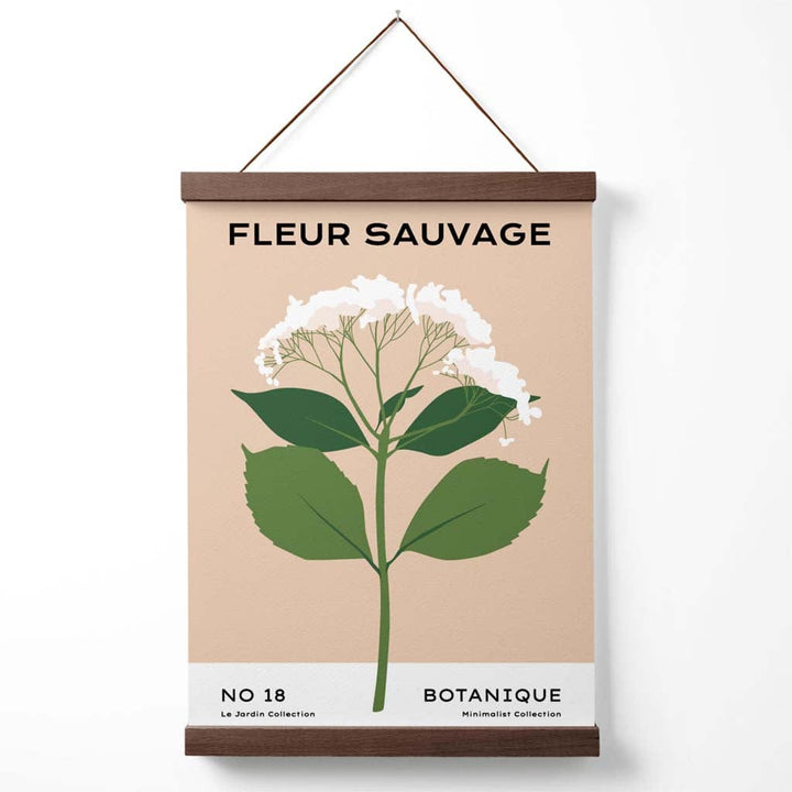 Minimalistisches Poster für einen Blumenmarkt in Beige und Grün mit Wildblumen, inklusive Aufhänger