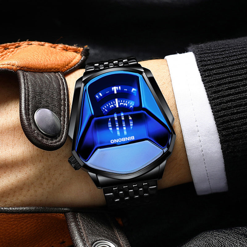 Herren-Quarzuhr im Diamant-Stil