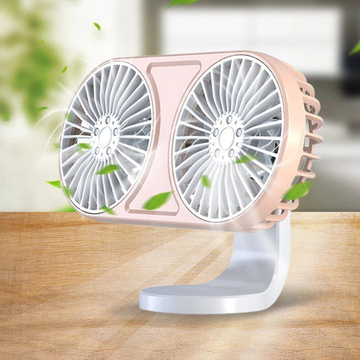 360° drehbarer Dual-Head USB Auto-Ventilator mit Ambientebeleuchtung | Karnz