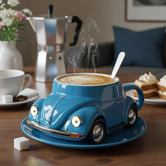 RetroAuto Keramische Kaffeetasse – Einzigartiges 3D-Design für Kaffee & Tee | Karnz