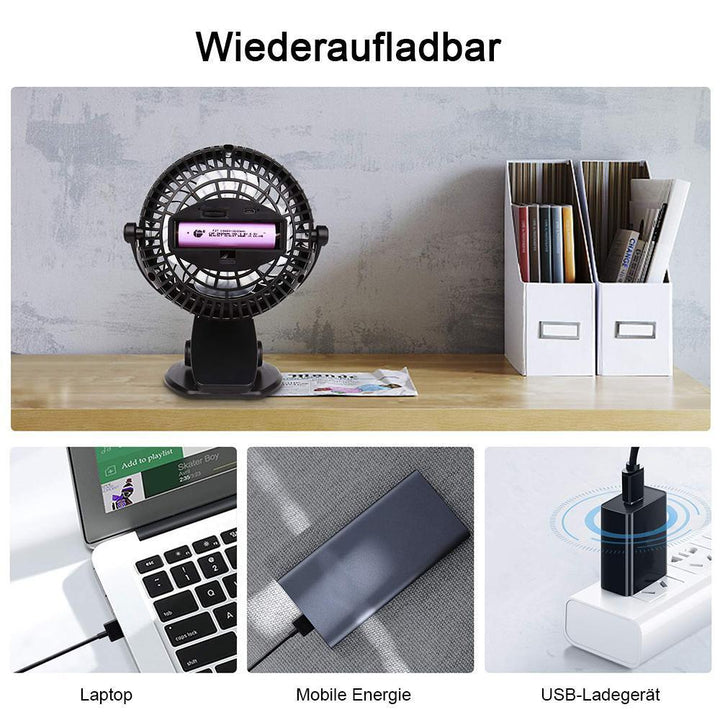360 ° Tragbarer & Wiederaufladbarer Lithium-Ionen Ventilator | Karnz