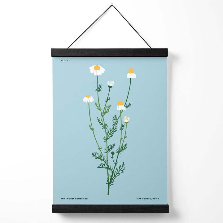 Minimalistisches Poster „Blauer Gänseblümchen-Blumenmarkt“ mit Aufhänger