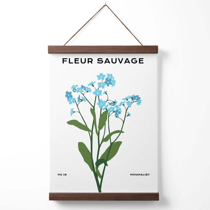 Blauer Vergissmeinnicht-Blumenmarkt – Minimalistisches Poster mit Aufhänger