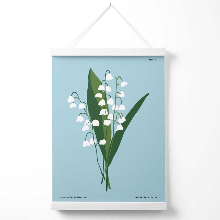 Minimalistisches Poster „Blaues Maiglöckchen“ für den Blumenmarkt mit Aufhänger