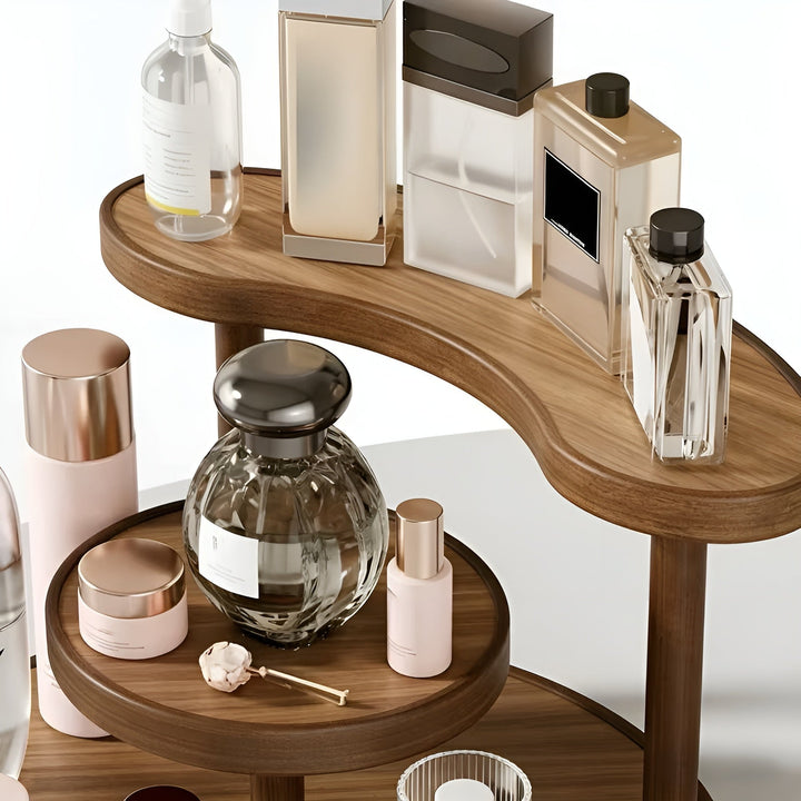 Rotierender Holz-Make-up-Organizer - 3-stufig und stabil | Praktische Aufbewahrung für Kosmetik | Karnz