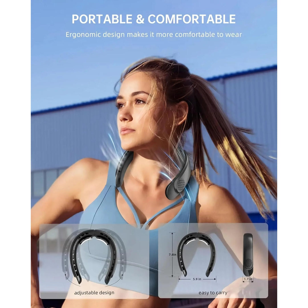 Tragbarer Halsventilator mit wiederaufladbarer Kühlung für Outdoor-Sportarten | Karnz