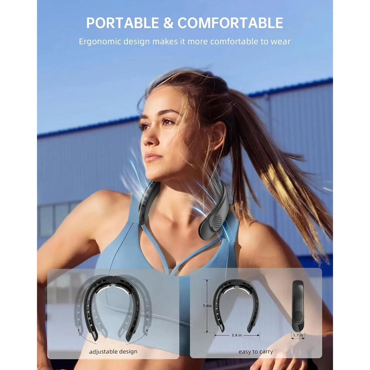 Tragbarer Halsventilator mit wiederaufladbarer Kühlung für Outdoor-Sportarten | Karnz