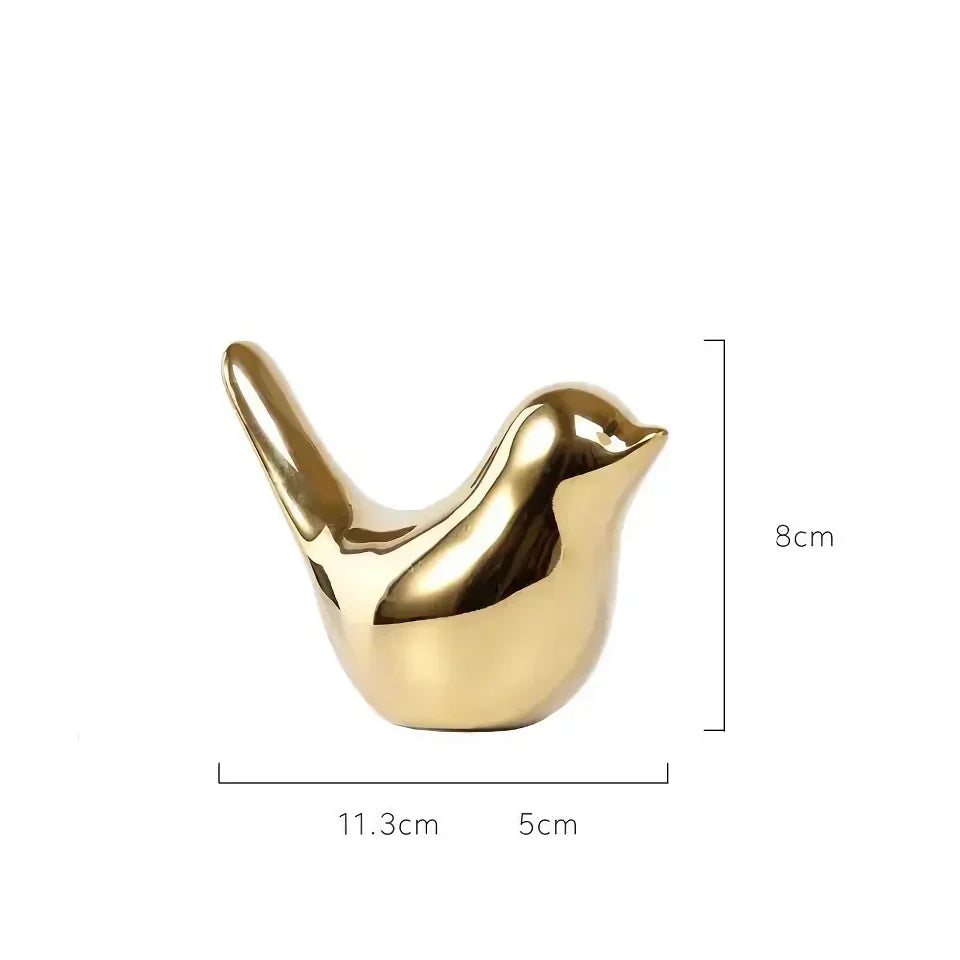 Nordische goldene Keramikvogel-Dekoration für moderne Wohnräume