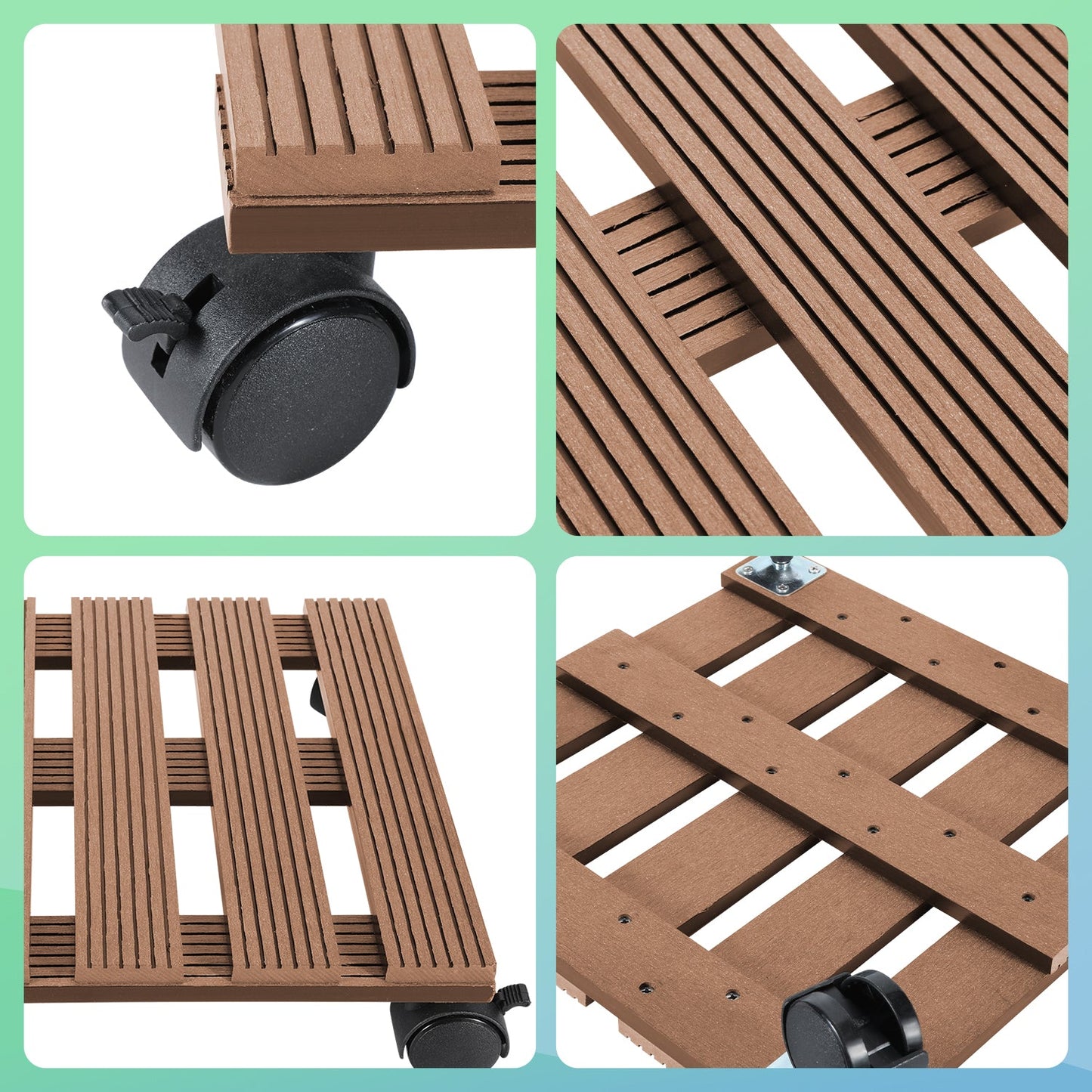 WPC Pflanzenroller Eckig mit Rollen Tragkraft 80 kg | Karnz