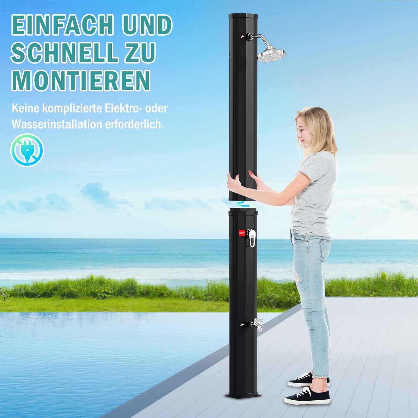 Solardusche 35L Gartendusche Inkl. Schutzhaube | Karnz