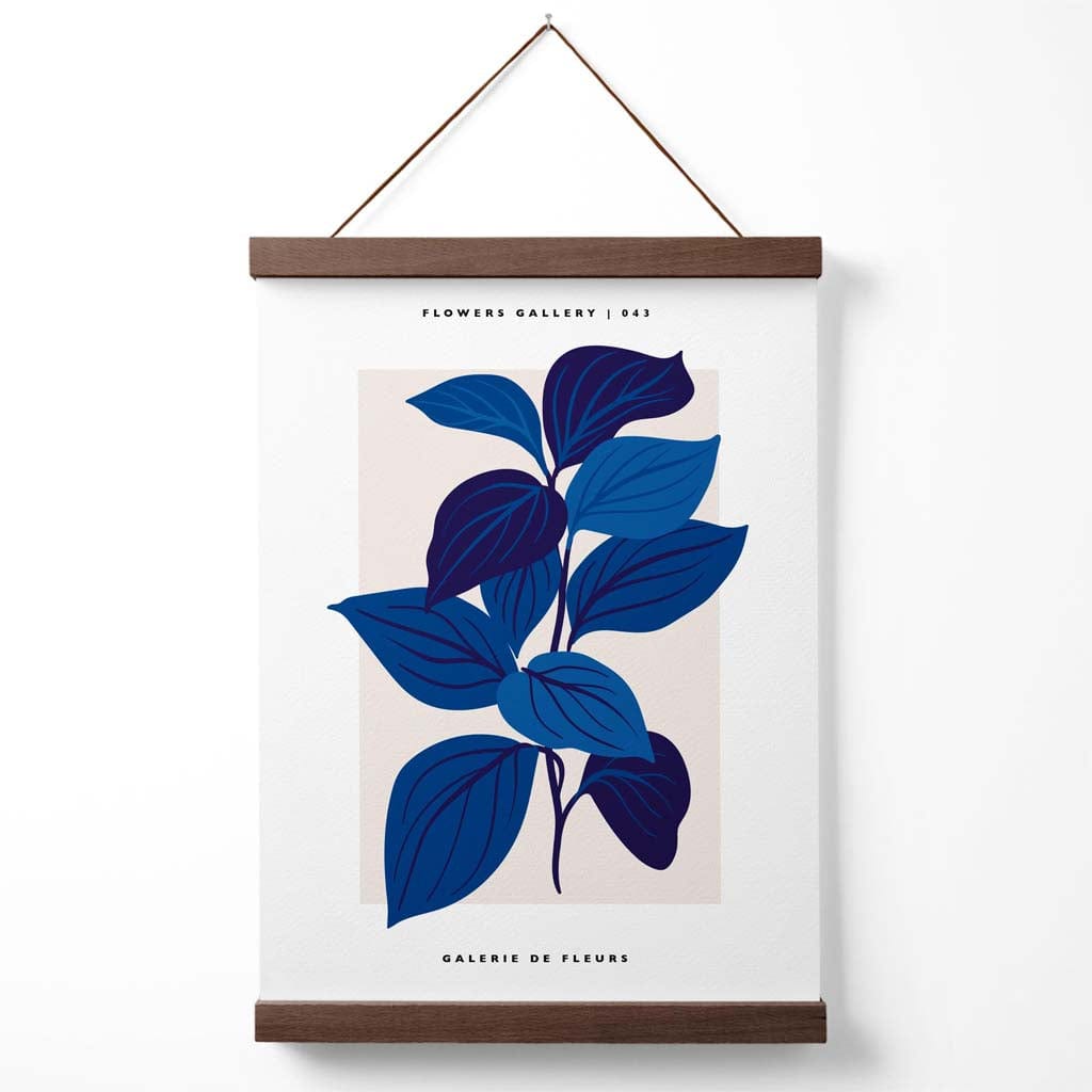 Ausstellungsplakat für den Blumenmarkt „Blue Botanicals“ mit Aufhänger
