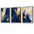 Abstraktes, gerahmtes Set aus 3 Wandbildern in Marineblau und Gold