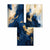 Abstraktes Set aus 3 Wandbildern in Marineblau und Gold