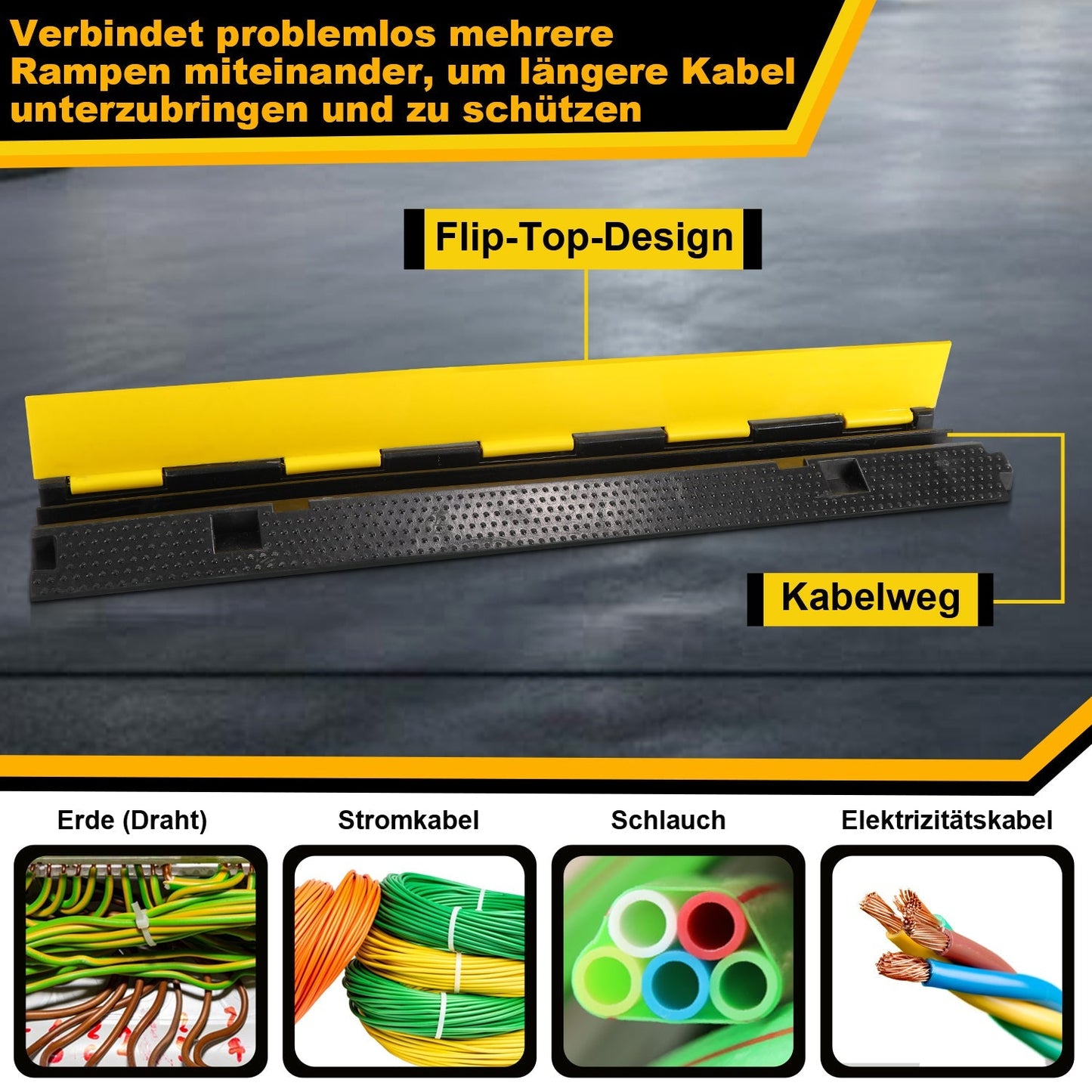 Kabelbrücke Gummi Kabelschutzmatte 3 Stück | Karnz