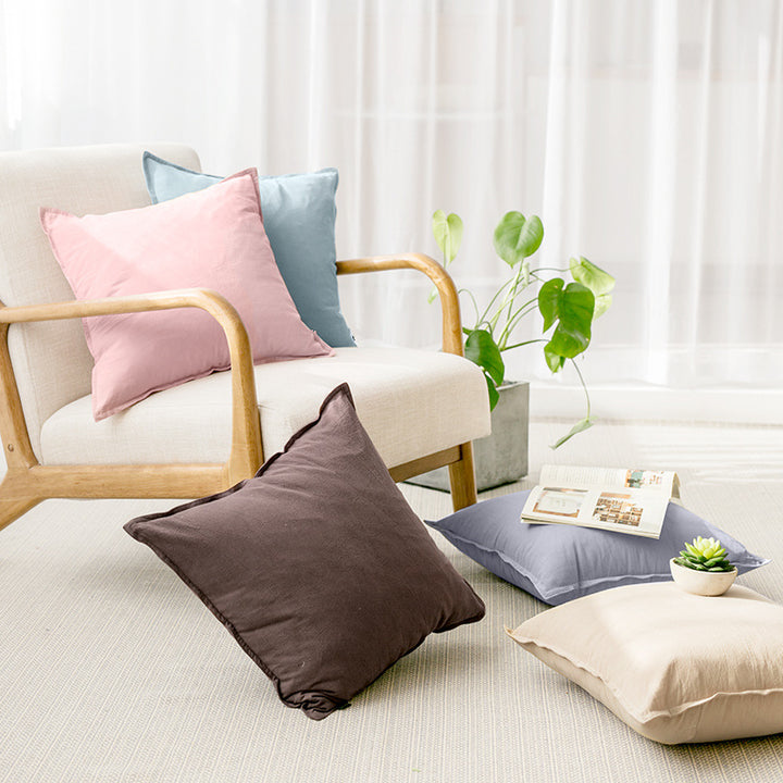 Quadratischer Sofa- und Bodenkissenbezug aus pigmentgefärbter Baumwoll‑Leinen‑Mischung mit verdecktem Reißverschluss