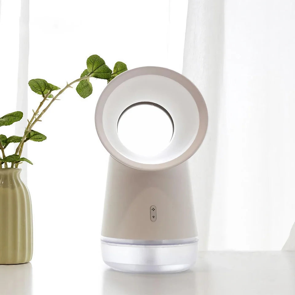 Blattloser USB-Luftbefeuchterventilator mit LED-Nachtlicht | Karnz