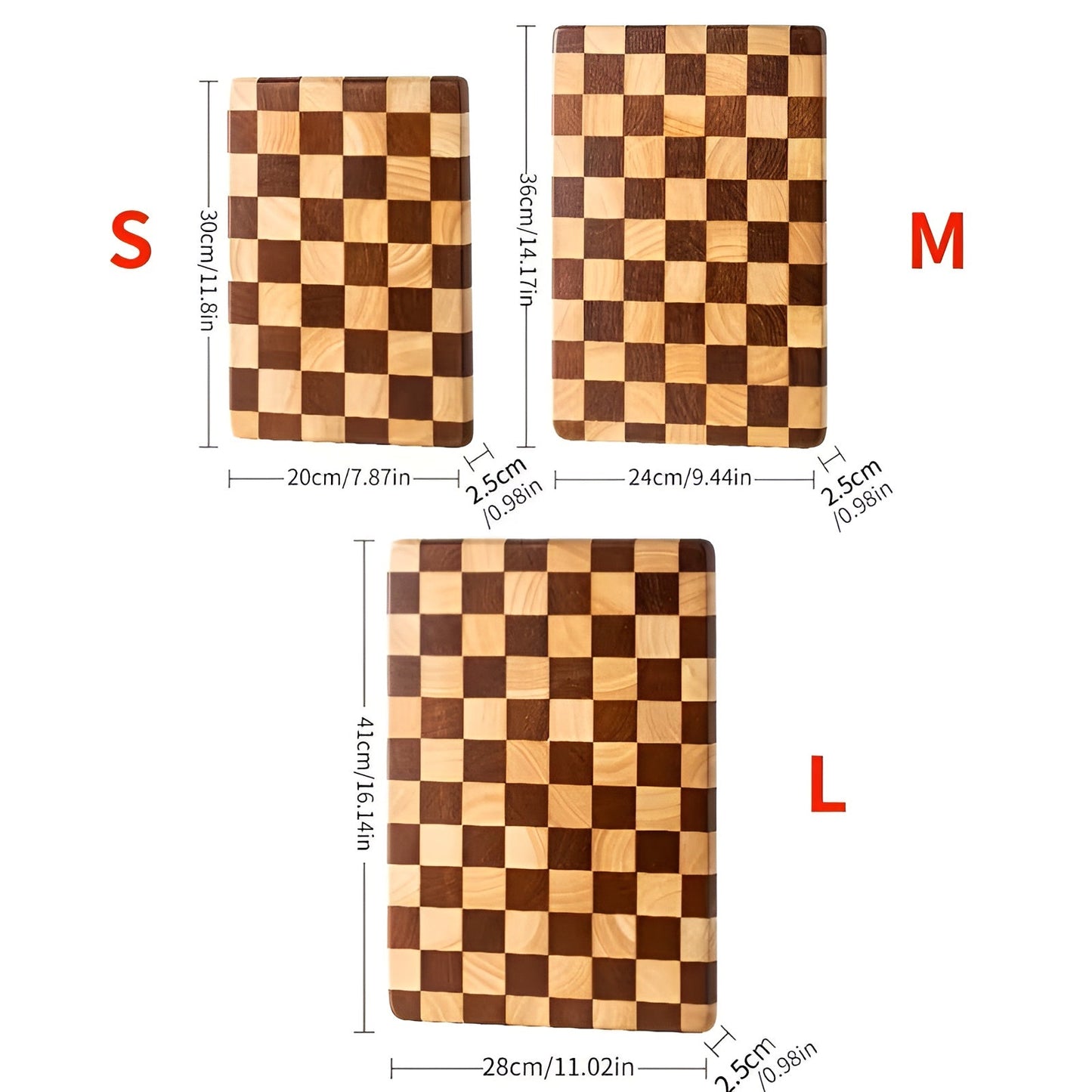 Schachbrett Schneidebrett aus Holz – Dekorativ & Stabil | Ideal zum Schneiden und Servieren | Karnz