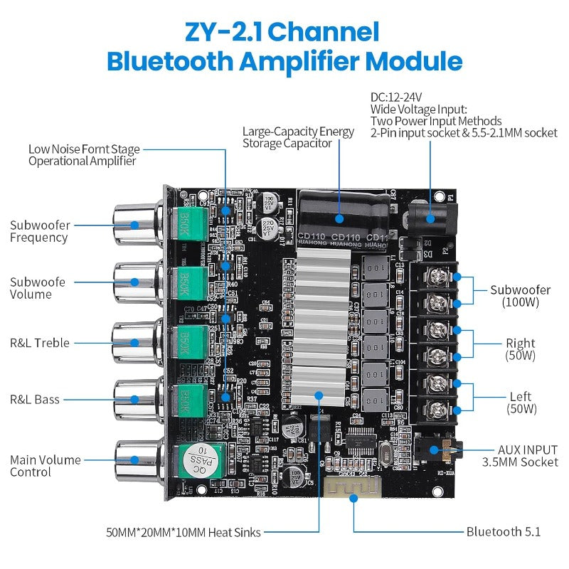 2.1 Kanal Bluetooth Verstärker Board Karnz