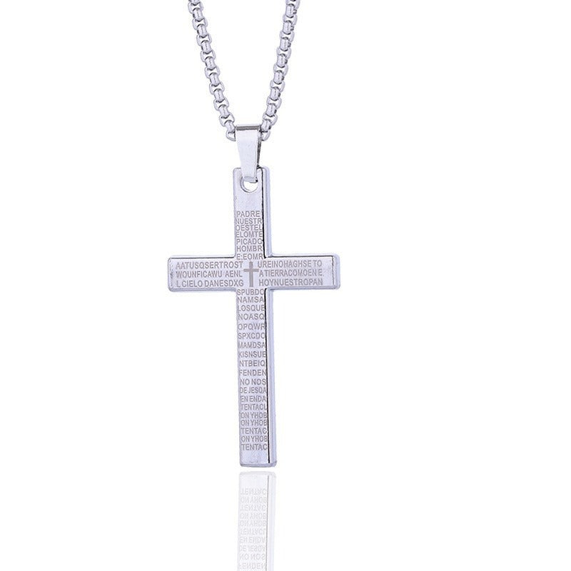 Graviertes Vaterunser Kreuz Halskette Karnz