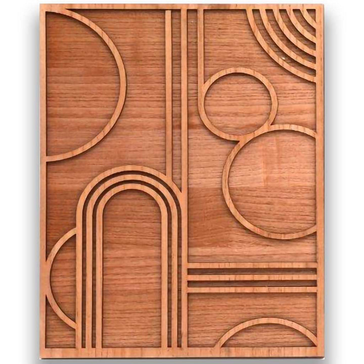 Abstrakte geometrische Holzwandkunst, 40 x 50 cm