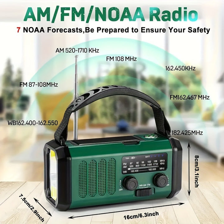 Karnz | StormMate X10 Notfallradio mit 10.000 mAh Powerbank | Solar, Kurbel & USB-C | LED-Licht, SOS-Alarm & Kompass | AM/FM/NOAA