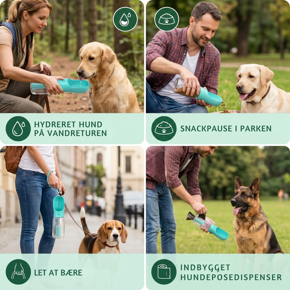 TrailBuddy™ – 3-in-1 Hunde-Trinkflasche mit Futterbox | Karnz