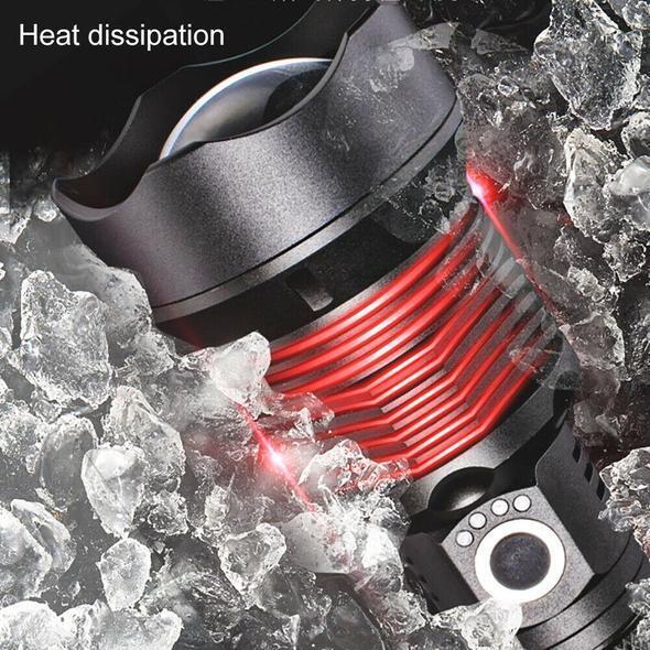 Karnz | MS18 Hochleistungs-LED-Taschenlampe | 100.000 Lumen | 18x Cree XHP70 2.0 LEDs | 2,3 km Reichweite | IP56 Wasserdicht | OLED-Statusdisplay | Inkl. Akku-Pack