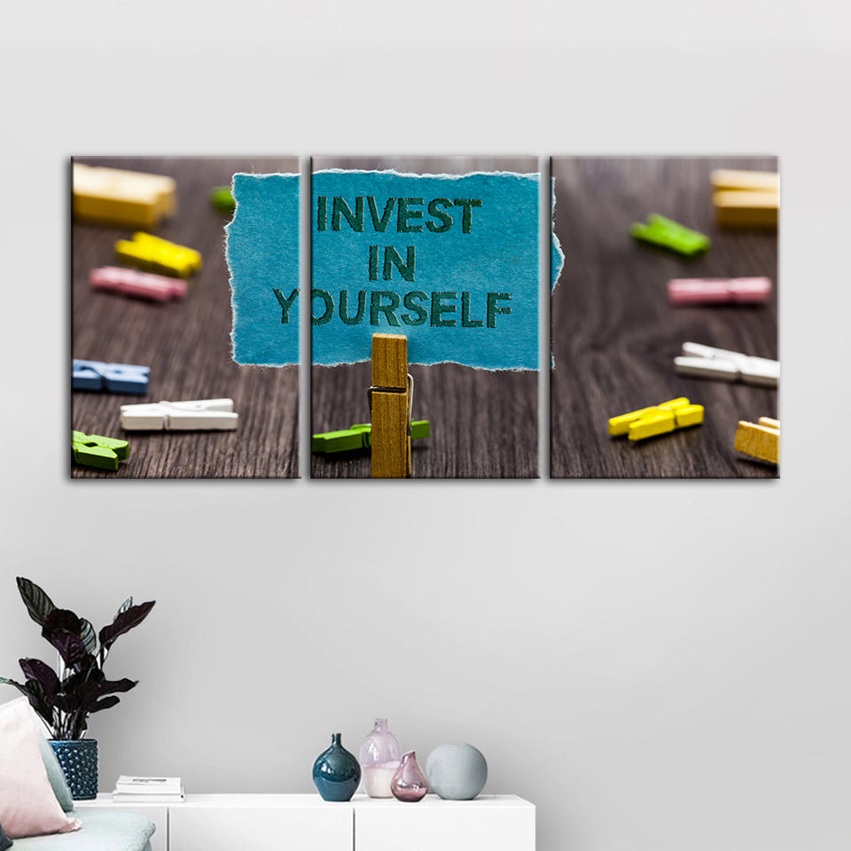 Investiere in dich selbst 3 Teile - Leinwand Wandkunst Malerei
