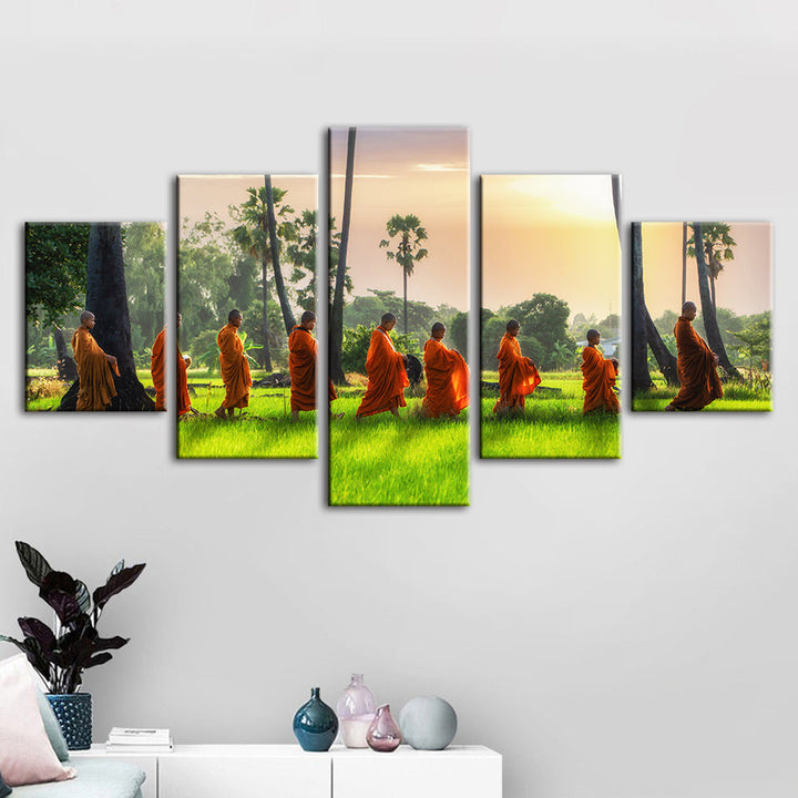 Morgen Spaziergang 5 Stück - Leinwand Wandkunst Malerei