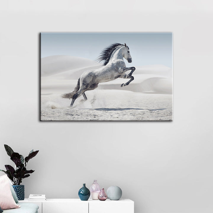 Springendes weißes Pferd - Leinwand Wandkunst Malerei