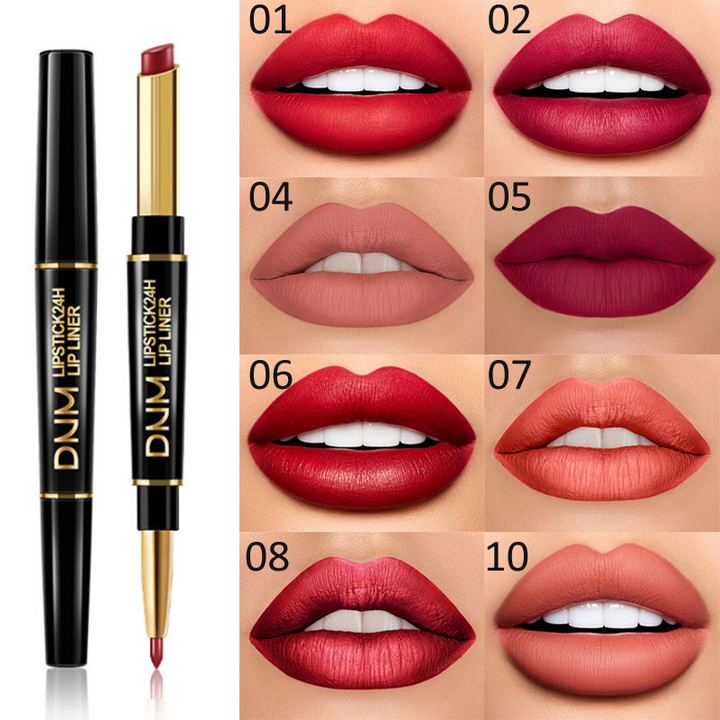 Karnz | 2-in-1 Dual-Lippenstift & Konturenstift | Matte Textur & Long-Lasting Finish | Hochpigmentiert & Wasserfest | 12 Farbvarianten für Präzisions-Makeup