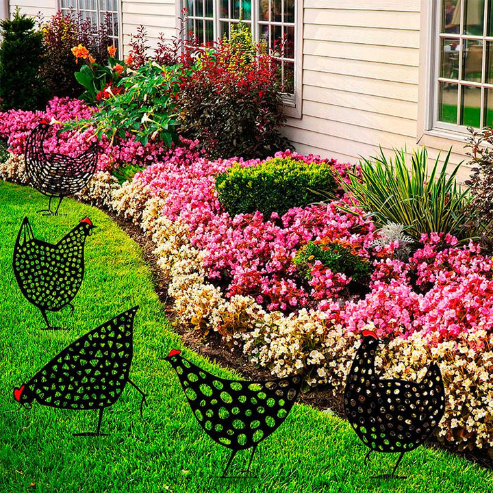 Dekoratives Huhn als Gartendekoration