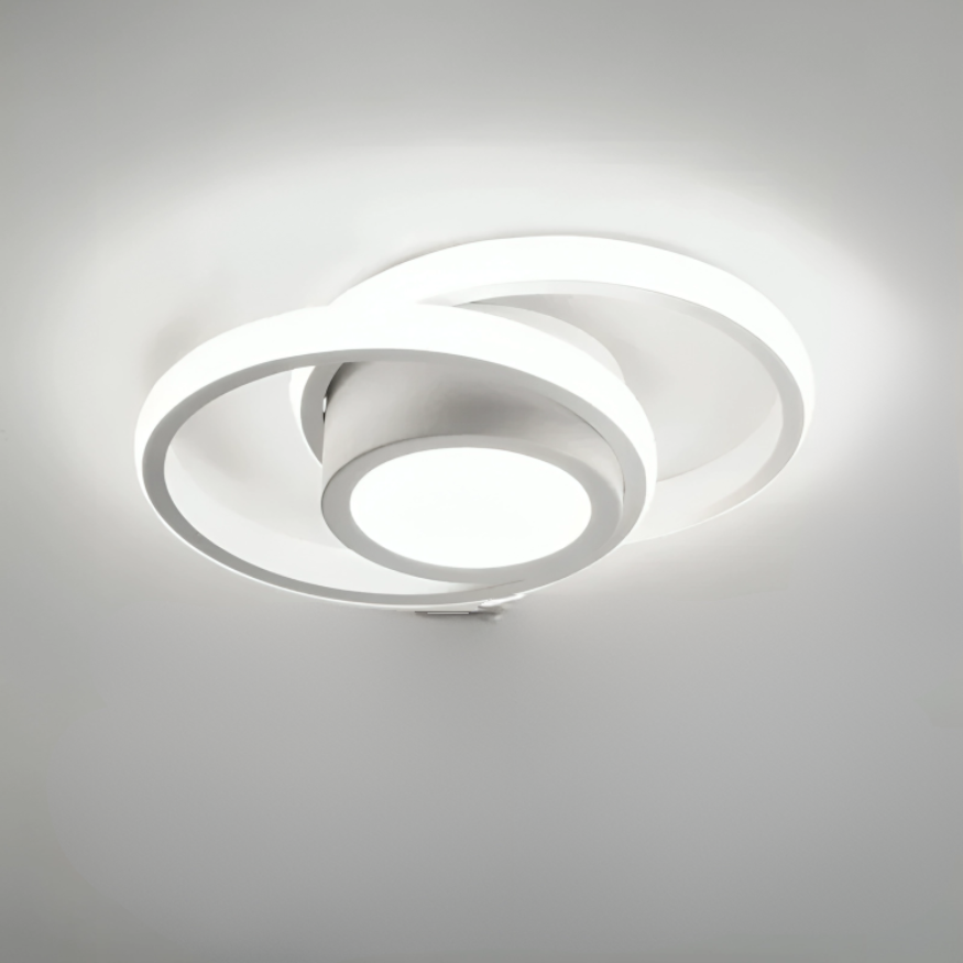Moderne LED-Deckenlampe 18W | Kreatives Design mit 2 Ringen | Energieeffiziente Beleuchtung für Wohnzimmer & Büro 24 cm | Karnz